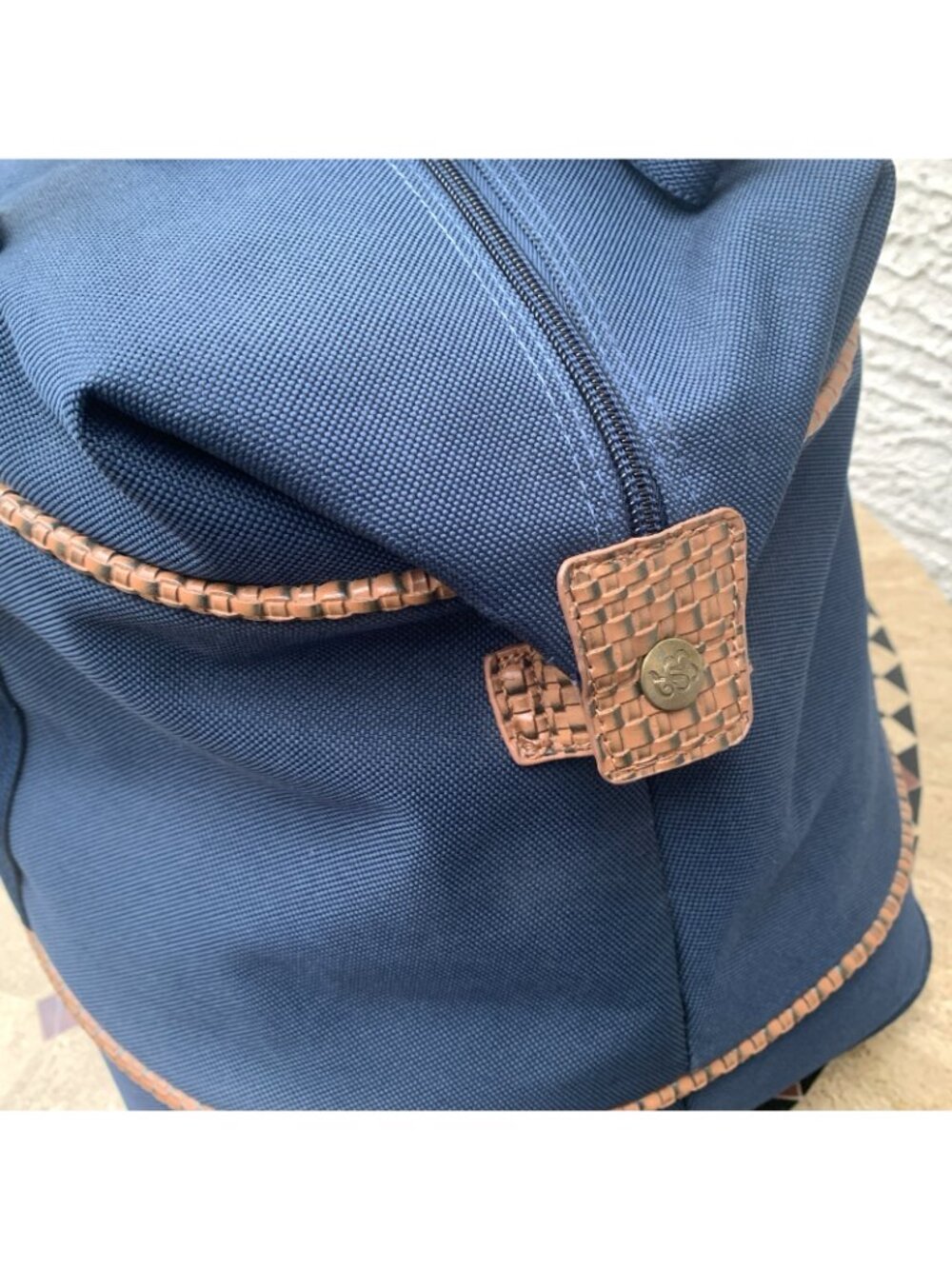 Tommy Bahama Mojito Blue Canvas Duffle Travel Bag Basketweave Trim Large - Picture 4 of 12